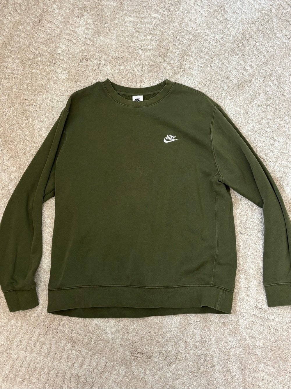 Nike Olive Green Crewneck Sweatshirt with White Logo
